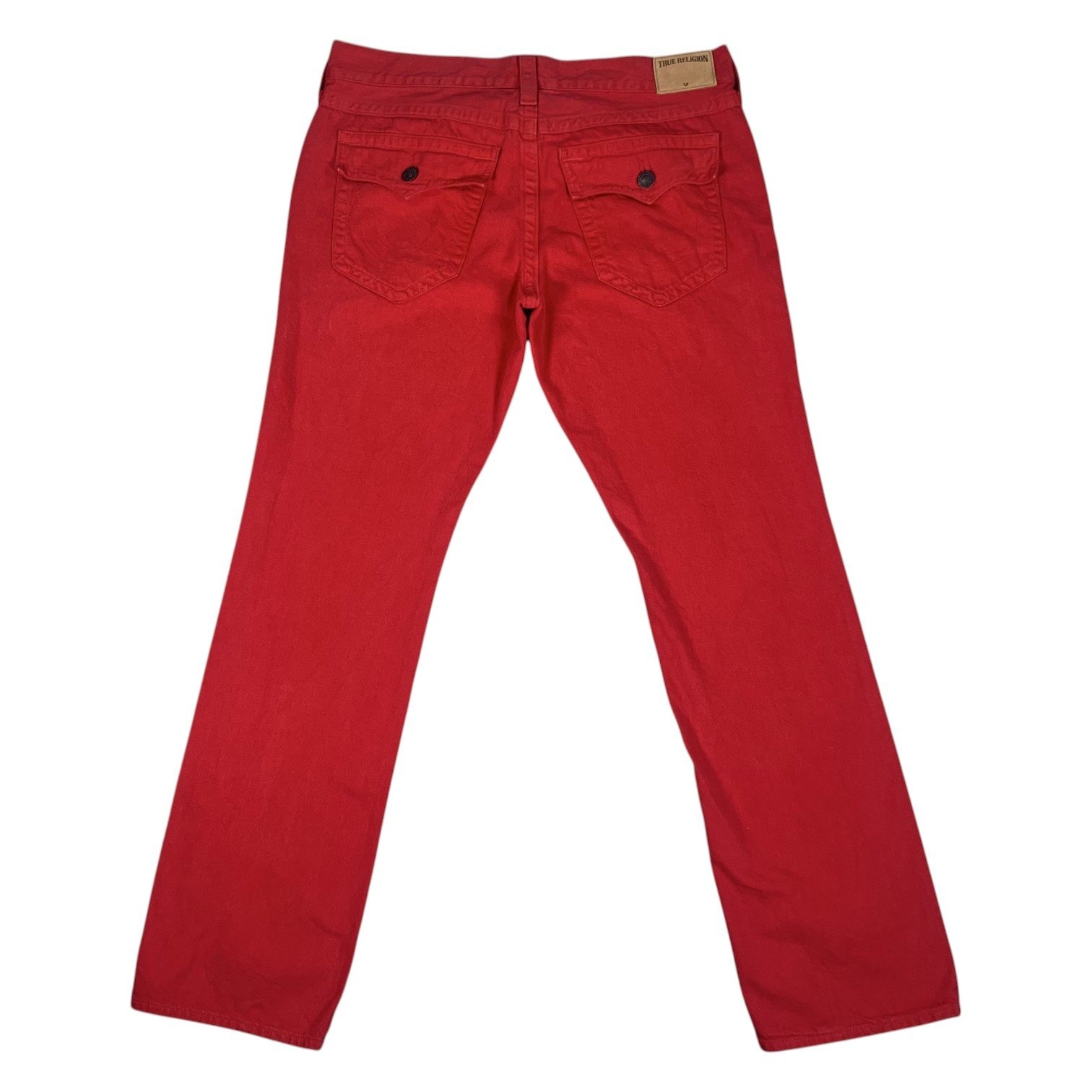 True Religion Ricky Relaxed Straight Jeans Mens 36 Red Flap Pocket Made In Usa